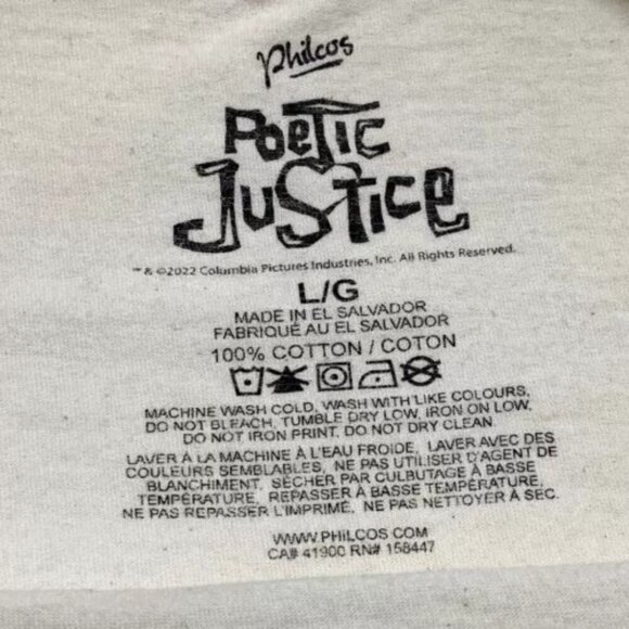2 Pac TuPac Poetic Justice Shirt Philcos Adult Large Cream Graphic Logo T-Shirt - Picture 10 of 12